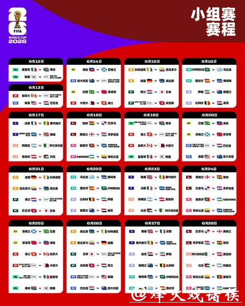 2026世界杯赛程及详细时间表介绍